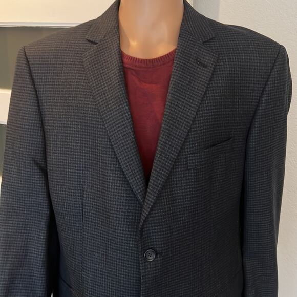 Pronto Uomo Platinum Mens Wool CLASSIC FIT CHECK TWO BUTTON WOOL SPORTCOAT- 44R - Picture 3 of 12